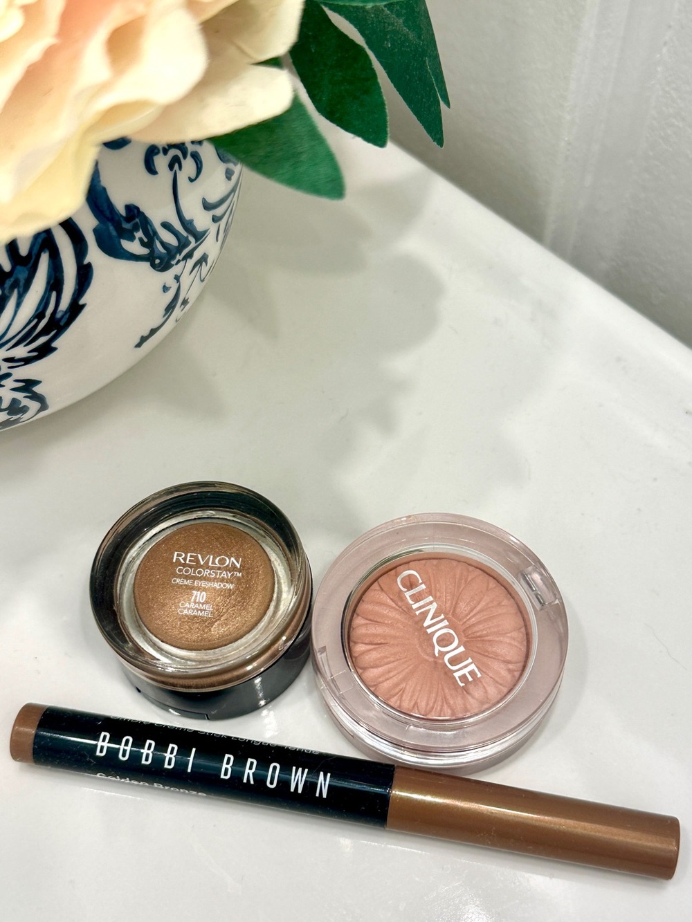 Set of 3: Bobbi Brown Shadow Stick, Clinique Blush & Revlon Creme Eyeshadow
